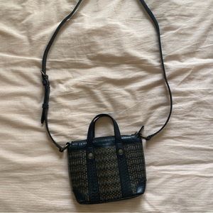 Frye metal and leather crossbody bag